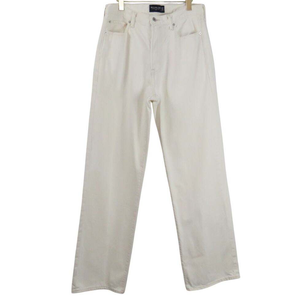 Abercrombie & Fitch Authentic Rigid Denim White Baggy Wide Leg Jeans Size 32